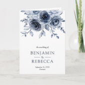 Invitation Dusty Blue Floral Photo Collage QR Code Wedding (Devant)