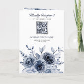 Invitation Dusty Blue Floral Photo Collage QR Code Wedding (Dos)