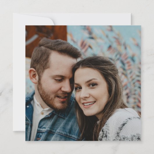 Invitation Dusty Blue Floral Photo Enregistrer la date (Dos)