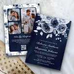 Invitation Dusty Blue Floral Photo QR Code Navy Wedding<br><div class="desc">Amaze your guests with this elegant wedding invite featuring beautiful flowers and modern typography with QR Code for online RSVP. Simply add your event details on this easy-to-use template and adorn this card with your favorite photos to make it a unique personalized one-of-a-kind invitation.</div>