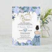 Invitation Dusty Blue Floral Princess Mis Quince Quinceañera (Debout devant)