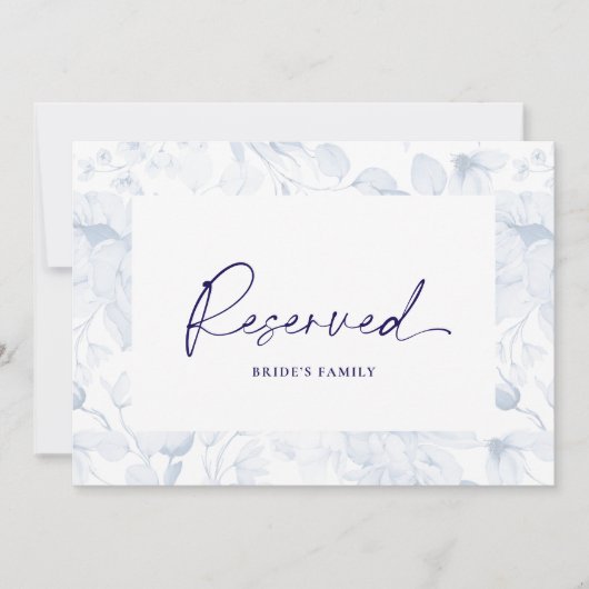 Invitation Dusty Blue Floral Reserved Seating Card (Devant)