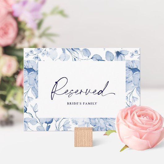 Invitation Dusty Blue Floral Reserved Seating Card