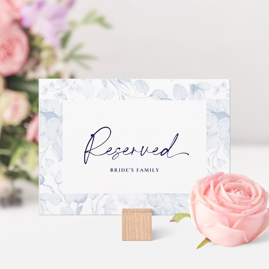 Invitation Dusty Blue Floral Reserved Seating Card