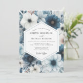 Invitation Dusty Blue Floral Romance Wedding (Debout devant)