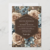 Invitation Dusty Blue Floral Romantic Wedding (Devant)