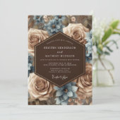 Invitation Dusty Blue Floral Romantic Wedding (Debout devant)
