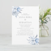 Invitation *~* Dusty Blue Floral Rose AR15 MARIAGE RSVP + Ent (Debout devant)