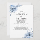 Invitation *~* Dusty Blue Floral Rose AR15 RSVP Mariage (Dos)