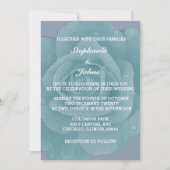 Invitation Dusty Blue Floral Rose Bloom Élégant Mariage (Devant)