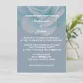 Invitation Dusty Blue Floral Rose Élégant Mariage moderne (Debout devant)
