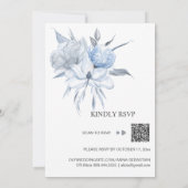 Invitation *~* Dusty Blue Floral RSVP - QR Rose AR15 MARIAGE (Dos)
