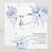 Invitation *~* Dusty Blue Floral RSVP - QR Rose AR15 MARIAGE (Devant / Derrière)
