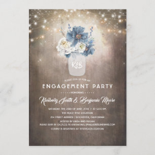 Invitation Dusty Blue Floral Rustic Country Engagement Party