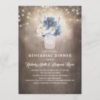 Dusty Blue Floral Rustic Country Rehearer Dîner