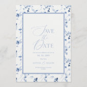 Invitation Dusty Blue Floral Save the Date Card (Devant)