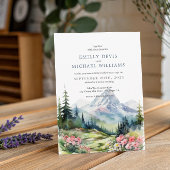 Invitation Dusty Blue Floral Spring Mountains Mariage