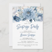Invitation Dusty Blue Floral Surprise fête d'anniversaire (Devant)