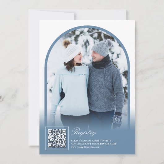 Invitation Dusty Blue Floral Tea Party QR Code Fête des marié (Dos)