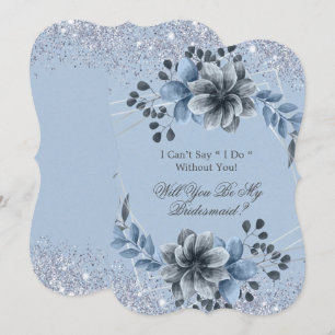 Invitation Dusty Blue Floral Tu Es Ma Femme D'Accueil