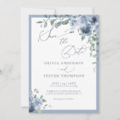 Invitation Dusty Blue Floral Wedding Enregistrer la date Invi (Devant)