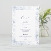Invitation Dusty Blue Floral Wedding Menu & Thank You Card (Debout devant)