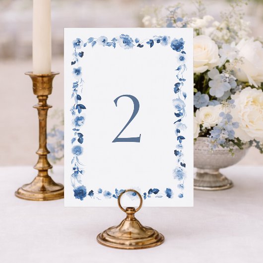 Invitation Dusty Blue Floral Wedding Table Numbers 1–29