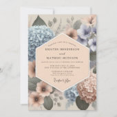 Invitation Dusty Blue Floral Whimsical Wedding (Devant)