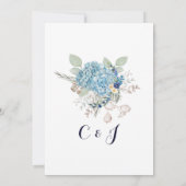 Invitation Dusty Blue Floral Wreath Mariage de feuillage (Dos)