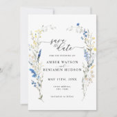 Invitation Dusty Blue Floral Wreath Wedding Enregistrer La Da (Devant)