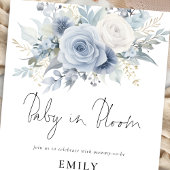 Invitation Dusty Blue Florals Baby in Bloom Douche