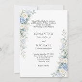 Invitation Dusty Blue Florals Both Parents Names Wedding (Devant)