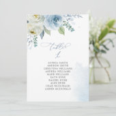 Invitation Dusty Blue Flowers Table Number 1 Seating Chart (Debout devant)