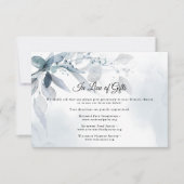 Invitation Dusty Blue Foliage Aquarelle Demande cadeau 2 (Devant)