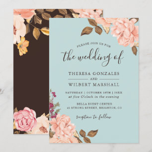 Invitation Dusty Blue France Campagne Blush Floral Mariage