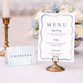 Invitation Dusty Blue French Estate Wedding Menu Card