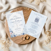 Invitation Dusty Blue French Garden Floral Wedding