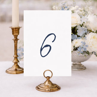 Invitation Dusty Blue French Stripe Wedding Table Number 6