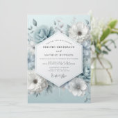 Invitation Dusty Blue Frosted Flora Wedding (Debout devant)