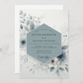 Invitation Dusty Blue Frosty Bloom Wedding (Devant / Derrière)