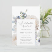 Invitation Dusty Blue Garden Floral Bachelorette Week-end (Debout devant)