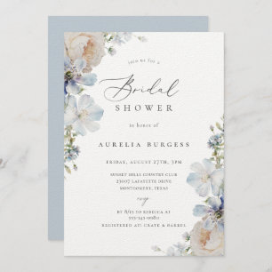 Invitation Dusty Blue Garden Floral Bridal Shower