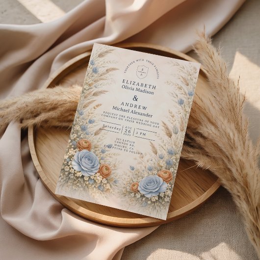 Invitation Dusty Blue Garden Wedding