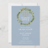 Invitation Dusty Blue Garland Photo Law School Graduation (Devant)