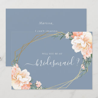 Invitation Dusty Blue Gold Floral Serez-Vous Ma Femme D'Accue