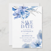 Invitation Dusty Blue & Gold Parties scintillant Mariage Enre (Devant)