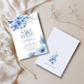 Invitation Dusty Blue & Gold Parties scintillant Mariage Enre