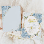 Invitation Dusty Blue Gold Rose Sweet sixteen Anniversaire<br><div class="desc">L'invitation parfaite pour le doux 16 de votre fille est enfin là ! Cet invitation chic et moderne présente d'élégants roses bleu bébé aquarelle, une tiare parties scintillant dorée et deux petits papillons sucrés. Cliquez sur le bouton "customiser plus loin" si vous souhaitez réorganiser et formater le style et le...</div>