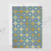 Invitation Dusty Blue & Gold Royal Crown Damask Fête des mari (Dos)