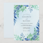 Invitation Dusty Blue Graceful Spring Wedding (Devant / Derrière)